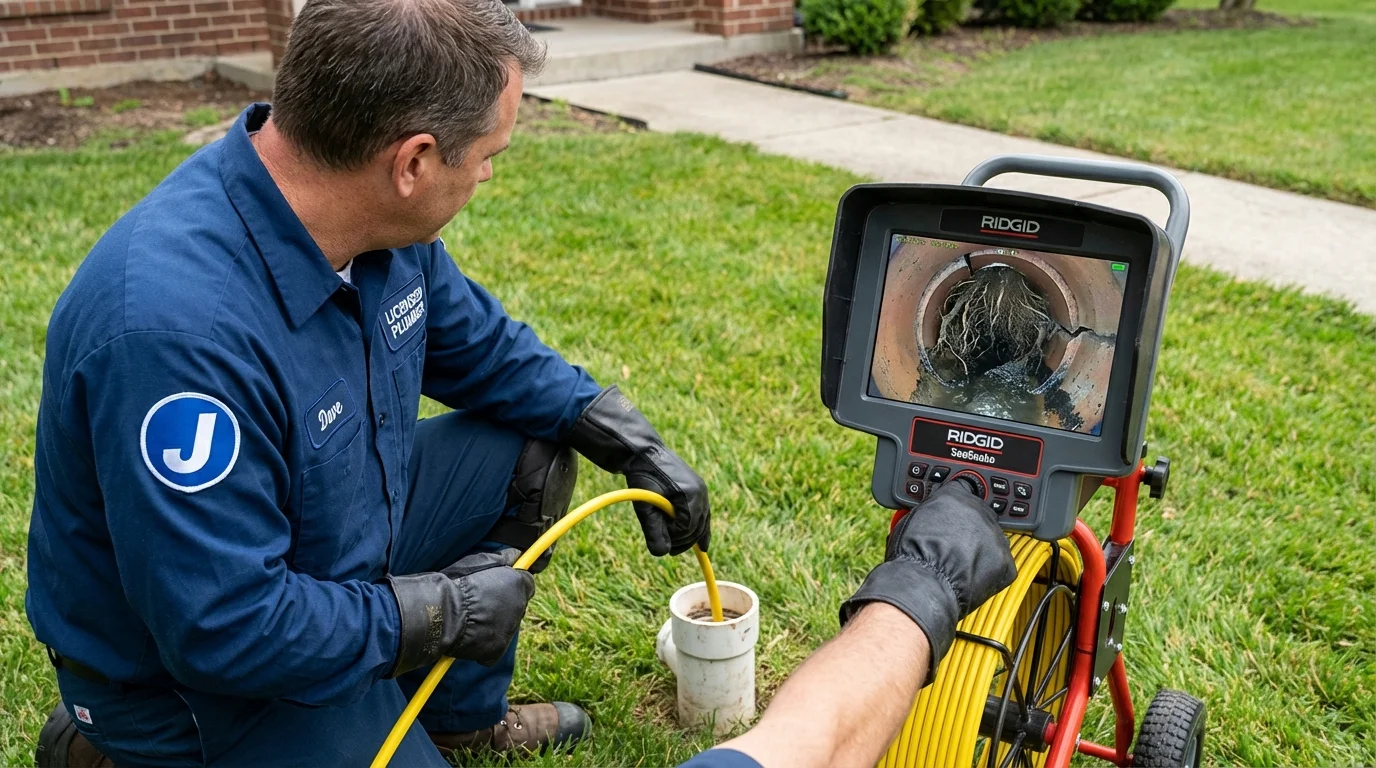 Sewer camera inspection being performed by Johns Plumbing LLC in Cheboygan